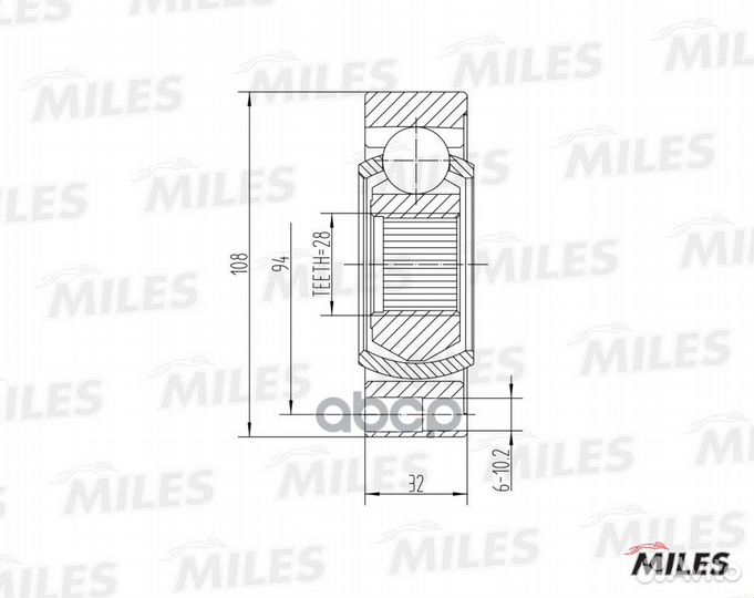 Шрус кпп audi 80/90/100/A4/A6/VW passat GA10040