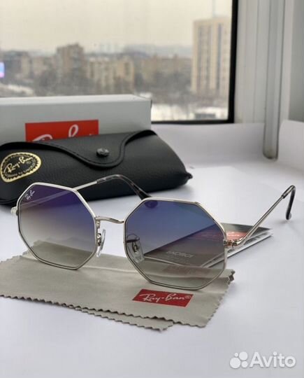 Очки ray ban octagon голубые