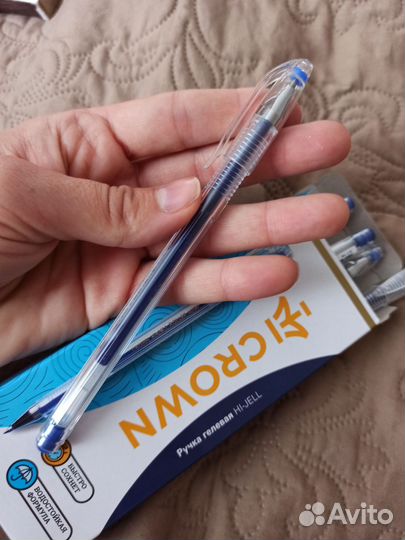 Ручки гелевые синие crown упаковка 12 шт