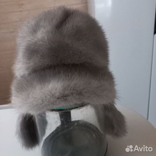 Шапка норковая женская голубая