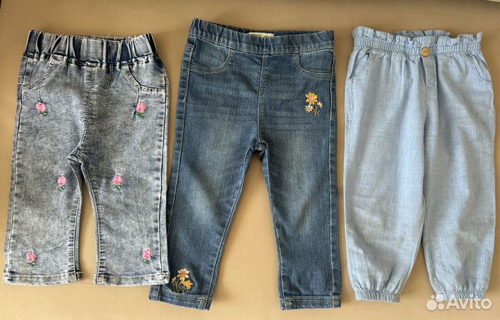 Джинсы летние на девочку 80-86 размер 3шт