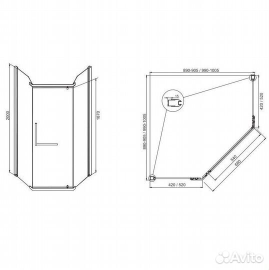 Огражд душ Мирсант Arena Pentagon 900х900х2000 бе