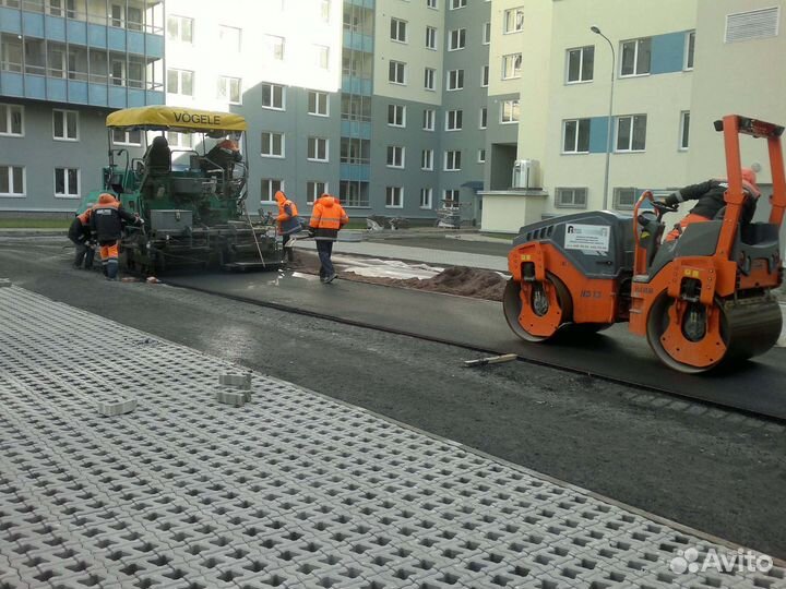 Благоустройство асфальт бордюры брусчатка