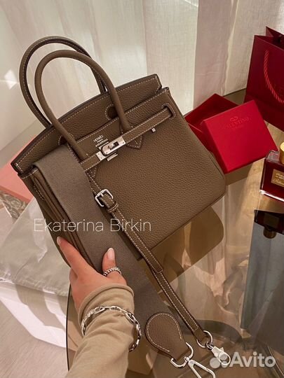 Сумка hermes birkin 25 кофе натуральная кожа
