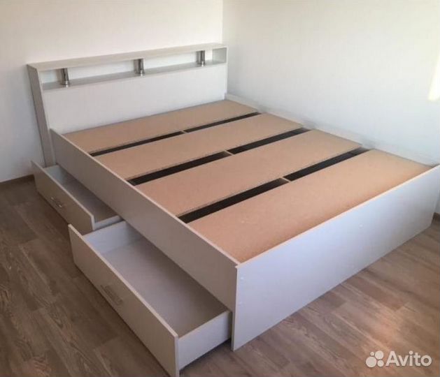 Кровать Саломея с ящиками 1,6 м белая