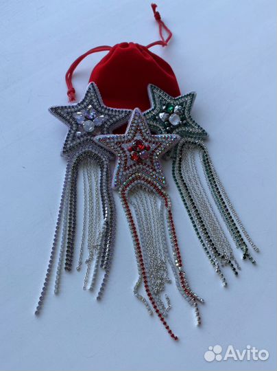 Брошь звезда с подвесками