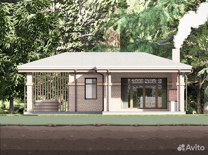 Готовый проект бани из газобетона Левата, 57 м2, 1