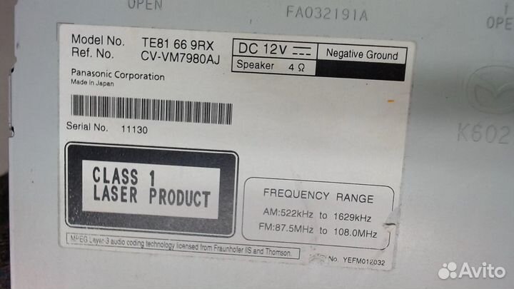 Магнитола Mazda CX-9, 2010