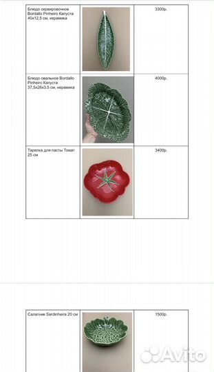 Посуда Bordallo Pinheiro в ассортименте (оригинал)