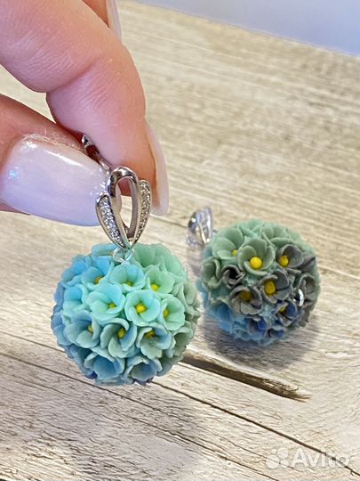 Серьги цветочные шары