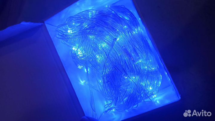 Гирлянда штора 3х2.5 м. синий цвет