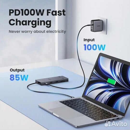 Usb хаб 10-в-1 Ugreen USB-C Hub, 4K+4K, USB 10Gbps