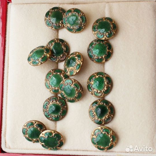 Миниатюрные антикварные кукольные пуговицы эмаль