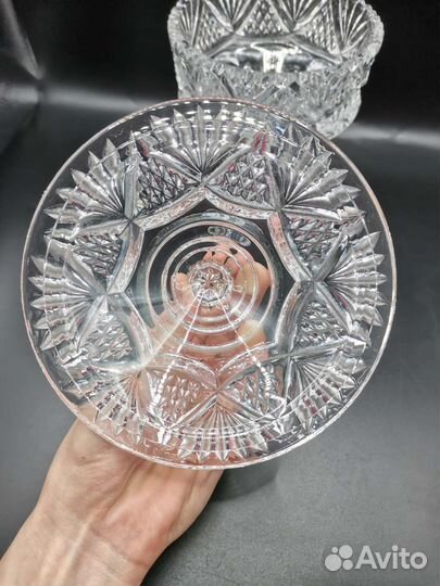 Конфетница с крышкой Бонбоньерка Хрусталь СССР