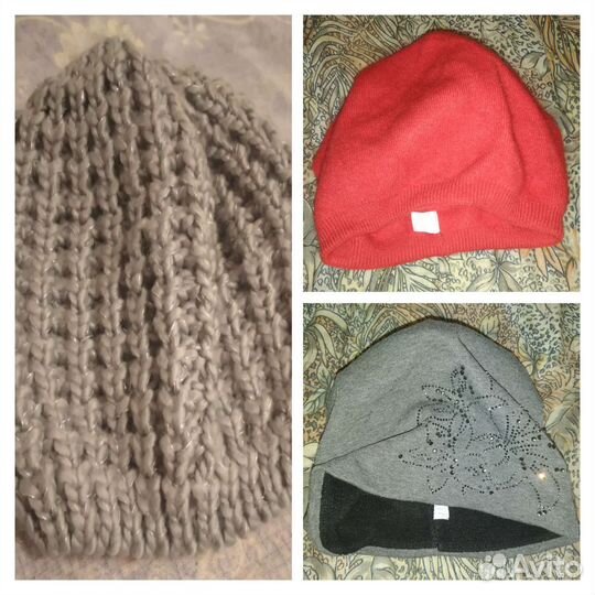 Шапка зимняя серая вязаная