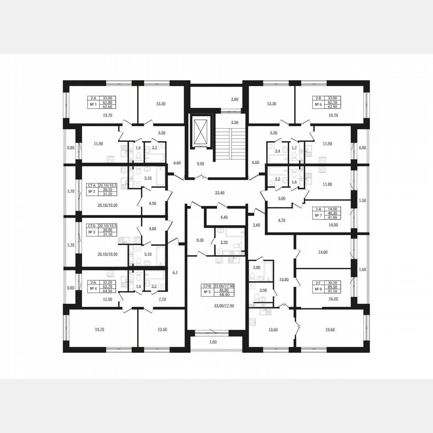 2-к. квартира, 62,1 м², 7/9 эт.