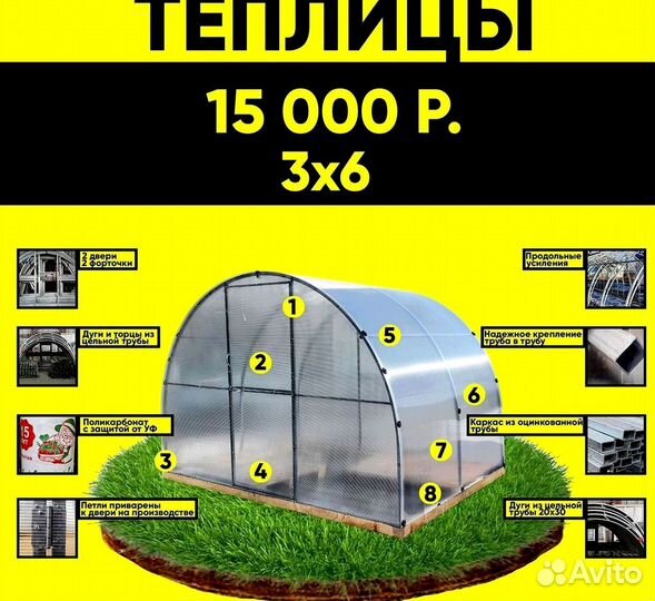 Теплица, сотовый поликарбонат