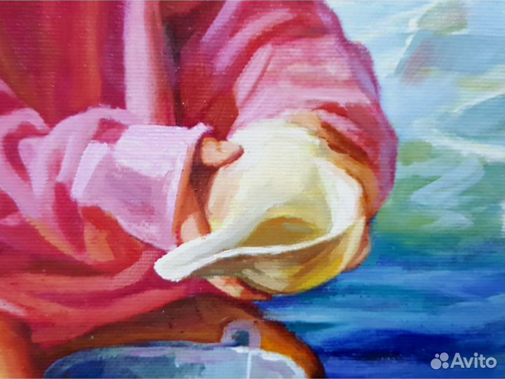 Картина Девочка и Море маслом на холсте 30 на 40