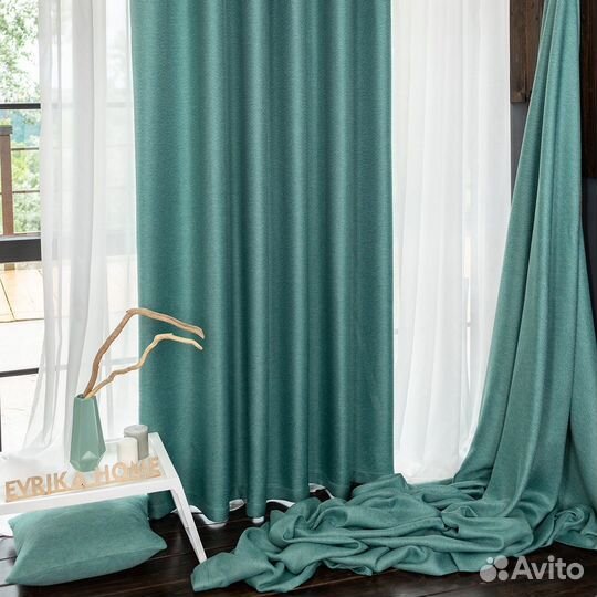 Комплект Шторы и Тюль Орфей Бирюза+Вуаль
