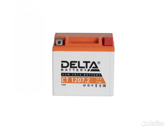 Мото аккумулятор Delta CT 1207.2 (12V/7Ah/130A)