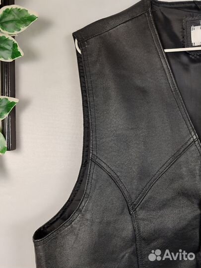 Мужская кожаная жилетка Германия Винтаж р 54