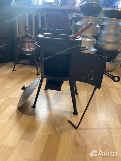 Казан чугунный с печкой