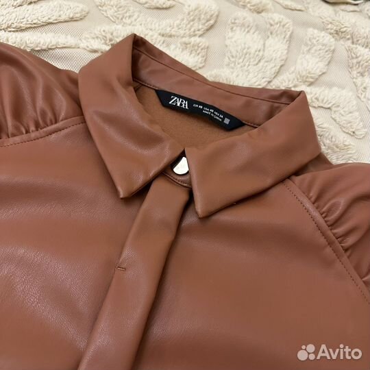 Рубашка zara эко кожа