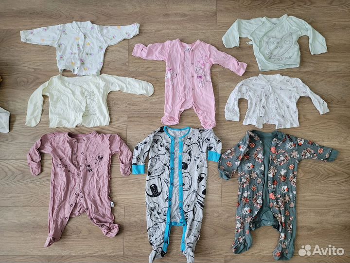 Большой пакет детской одежды на девочку 0-6 мес