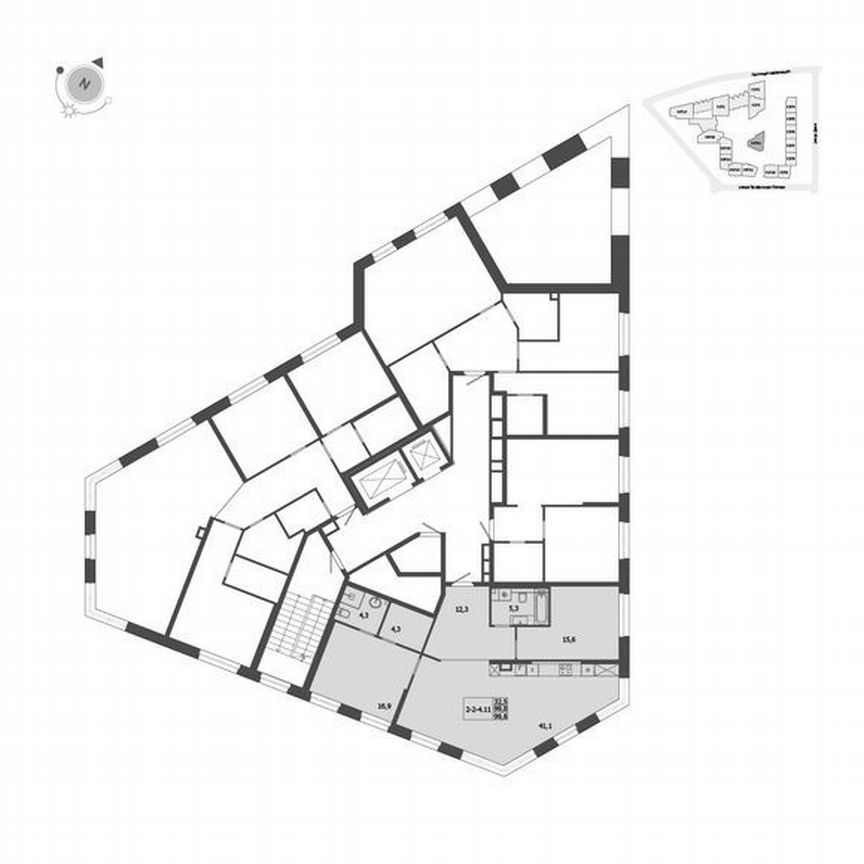 2-к. квартира, 99,8 м², 2/9 эт.