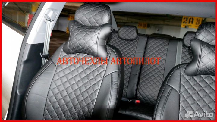 Чехлы Автопилот Suzuki SX4 из экокожи чёрные Ромб