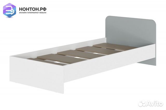 Кровать Кубо белый / грин грей софт