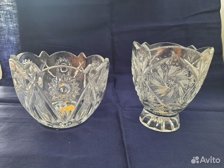 Ваза хрустальная новая, бокалы хруст.времен СССР
