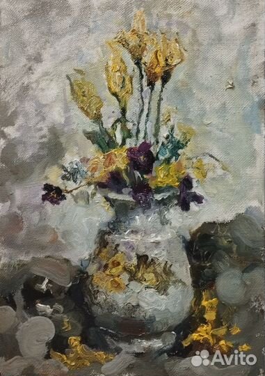 Картина маслом с букетом
