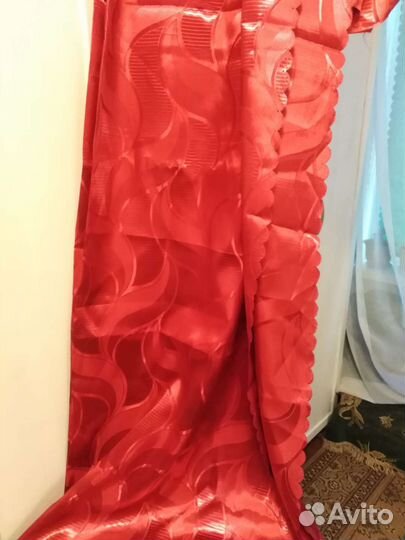 Тюль алый, шторная ткань, нитяная штора