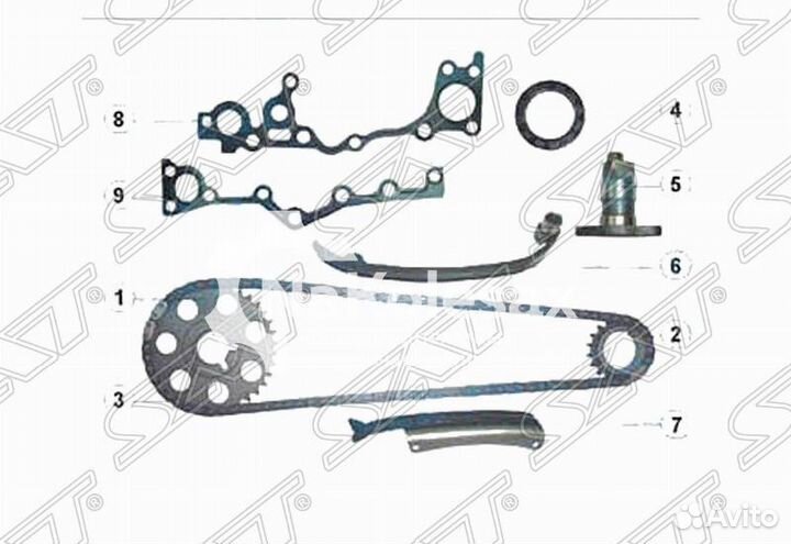 Комплект цепи грм toyota 1RZ/2RZ 89