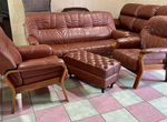 Финский кожаный диван и 2 кресла. Натуральная кожа