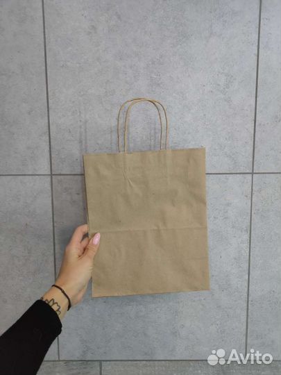 Пакет крафтовый с крученой ручкой 25*22*12