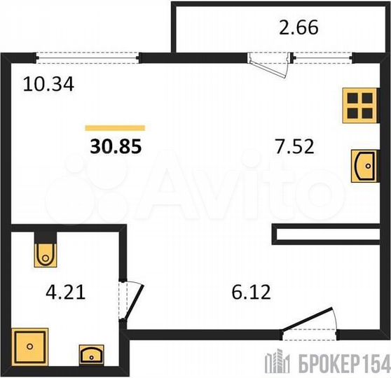 Квартира-студия, 30,9 м², 2/9 эт.