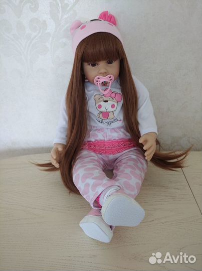 Кукла реборн девочка 60 см с волосами