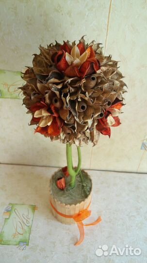 Топиарии ручной работы из натуральных сухоцветов