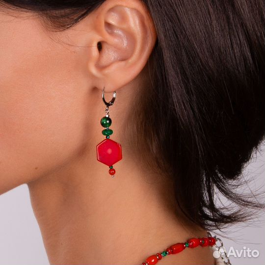 Серьги Lanzerotti, Crespino, с кораллом, тигровым