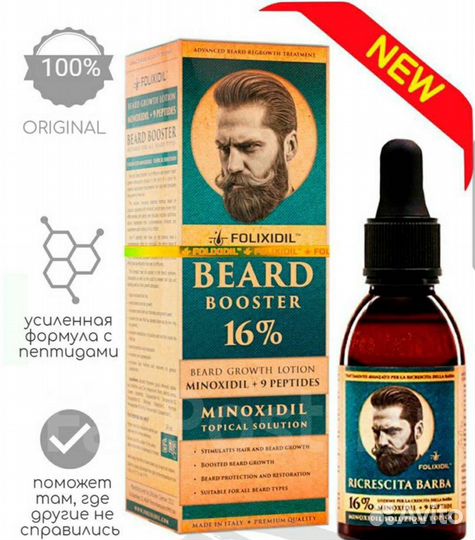 Миноксидил 16 Folixidil Beard Booster Италия