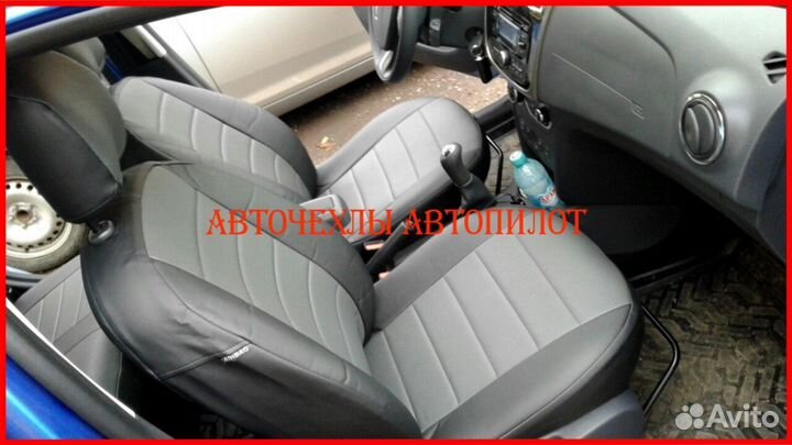 Чехлы Автопилот Renault Logan 2 из экокожи чёр-сер