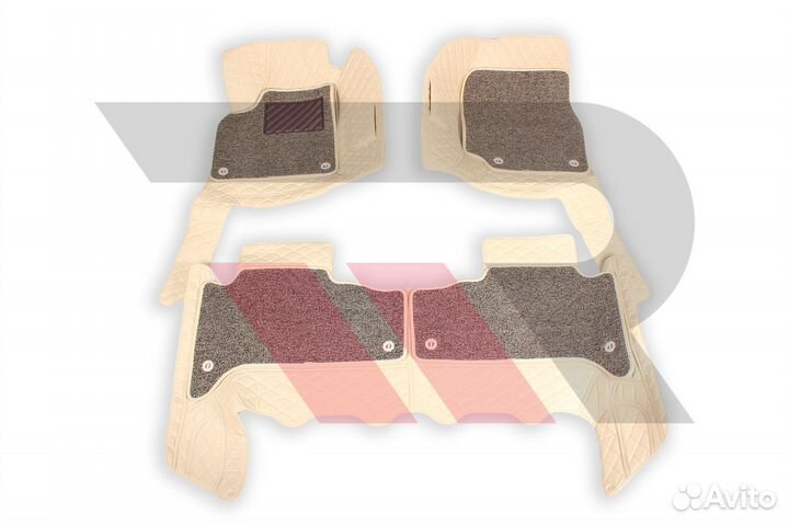 Ковры салона 3D Leхus LX470 LH Бежевые с золотой