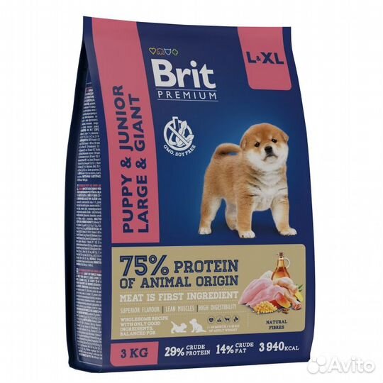 Brit Premium Dog Puppy and Junior L&XL 3кг