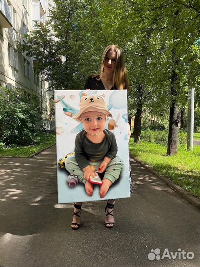 Портрет по фото на холсте,картина на холсте