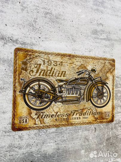 Декор на стену табличка Indian Motorcycle мото