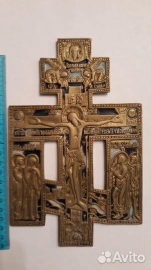 Крест медный литой с эмалями