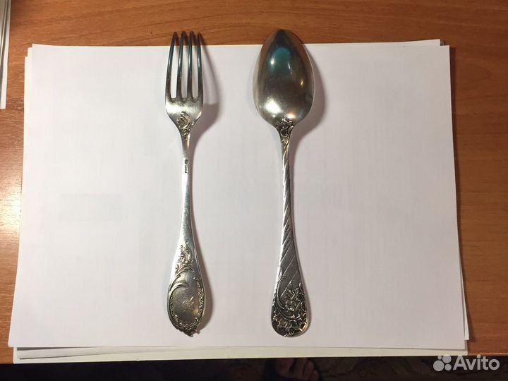 Ложка и вилка 19 век серебро германия