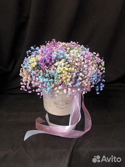 Букет из гипсофилы в коробке